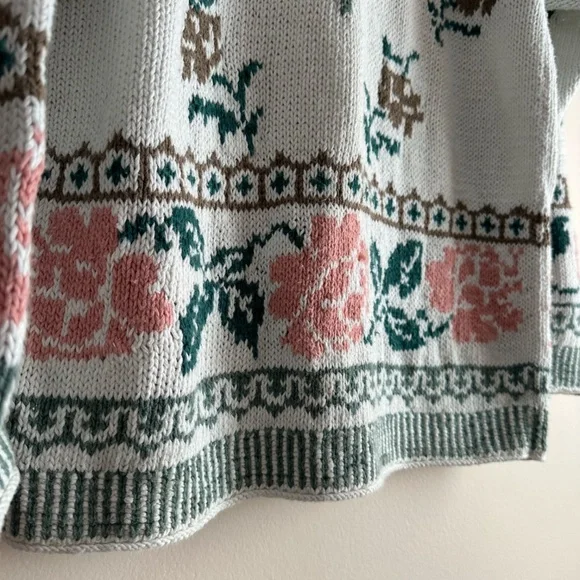 Vintage Rose Floral Knit Mock Neck Sweater - Picture 3 of 11